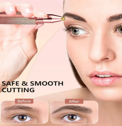 Using the trimmer on eyebrows